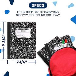 Emraw Black & White Marble Style Cover Composition Book with 100 Sheets of Wide Ruled White Paper (2 Pack)