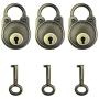 Hyamass 3pcs Vintage Antique Style Mini Archaize Padlocks Key Lock with Keys (Brass)
