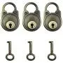 Hyamass 3pcs Vintage Antique Style Mini Archaize Padlocks Key Lock with Keys (Brass)