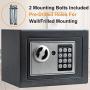 JUGREAT Safe Box with Induction Light,Electronic Digital Securit Safe Steel Construction Hidden with Lock，Wall or Cabinet Anchoring Design for Home Office Hotel Business 0.23 Cubic Feet Graphite
