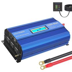 Power Inverter 2000w DC 12V to AC 120V Modified Sine Wave Inverter with LCD Display Remote Control 3AC Outlets Dual 2.4A USB Ports for Car RV Truck Boat by VOLTWORKS