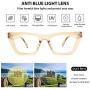 JiSoo Blue Light Reading Glasses Women 1.25 Trendy, Cat Eye Blue Light Readers 1.25, Computer Reading Glasses 1.25 Women, Transparent Brown