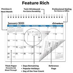 CRANBURY Small Desk Calendar 2021 - (Blue, 8x6''), Flip Calendar 2021 with Premium Thick Paper, Stand Up Calendar, Bonus Planner Stickers Included