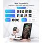 Sixmas Wireless Charger, 5 in 1 Wireless Charging Station for iPhone Samsung, USB C Dock Station for Android Phones, Charging Stand for Apple Watch SE and Series 6 5 4 3 2 1 AirPods Pro 2 1