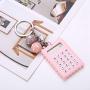 Serounder Mini Calculator, Portable Pocket Candy Color PVC 8 Digits Electronic Calculator with Silicone Buttons and Keychain Buckle for Children Students(Pink)