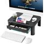 Marbrasse Monitor Stand Riser Laptop Stand for Desk - 3 Height Adjustable Monitor Riser with Drawer and Phone Holder, Desktop Stand for Home & Office Supplies