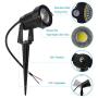 Youngine 12V Low Voltage LED Landscape Lights Waterproof Outdoor Walls Trees Flags Spotlights 5W COB Garden Yard Path Lawn Light with Spike Stand, Pack of 2 (Cool White)