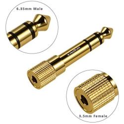 TriLink Stereo Audio Adapter [Gold-Plated Pure Copper ] 6.35mm (1/4 inch) Male to 3.5mm (1/8 inch) Female Headphone Jack Plug, 3 Pack