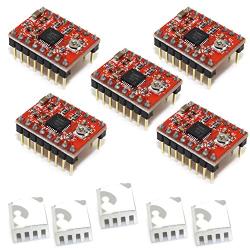 BIQU A4988 Compatible StepStick Stepper Motor Diver Module with Heat Sink for 3D Printer Controller Ramps 1.4(Pack of 5pcs)