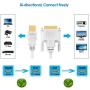 Rankie HDMI to DVI Cable, CL3 Rated High Speed Bi-Directional, 6 Feet, White