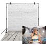 Allenjoy 5x7ft Fabric White Brick Wall with Gray Wood Floor Photography Backdrop Cloths Newborn Baby Photoshoot Child Kids 1st Birthday Cake Smash Photo Background Photographer Props