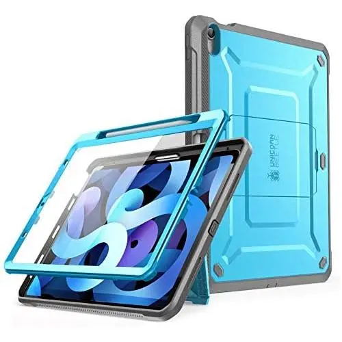 SUPCASE Unicorn Beetle Pro Series Case Designed for iPad Air 4 (2020) 10.9 Inch, with Pencil Holder & Built-in Screen Protector Full-Body Rugged Heavy Duty Case (Blue)