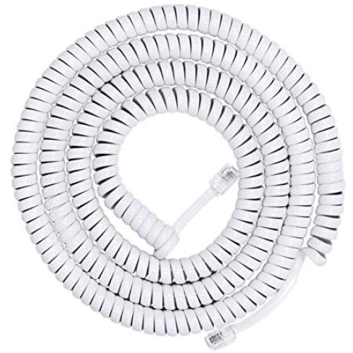 Power Gear Coiled Telephone Cord, 12 Feet, Phone Cord works with All Corded Landline Phones, for Use in Home or Office, White, 27640