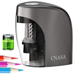 Electric Pencil Sharpener-CNASA Rechargeable Automatic Pencil Sharpener, Helical Blade to Fast Sharpen, Auto Stop Sharpener for 6-8mm No.2 & Colored Pencils for School Office Home Grey