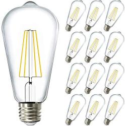 Sunco Lighting 12 Pack ST64 LED Bulb, Dimmable, Waterproof, 8.5W=60W, 3000K Warm White, Vintage Edison Filament Bulb, 800 LM, E26 Base, Restaurant or String Lights - UL