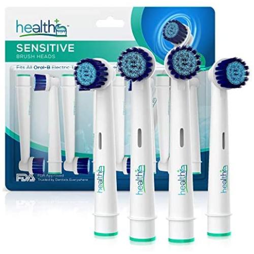 Compatible with Oral-B Electric Toothbrush Sensitive Replacement Head Generic - 8-Pack | Gentle-Action Tooth Brush Heads with Dupont Bristles | Sensitive Gums & Teeth & Gentle Whitening Action | Braun
