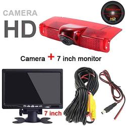 Navinio Super HD Car Third Roof Top Mount Brake Lamp Camera Brake Light Rear View Backup Camera+7'' LCD Car Dashboard Color Monitor for Chevrolet Express GMC Savana Vans Exporer Vans Cargo