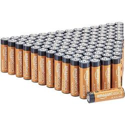 Amazon Basics 100 Pack AA High-Performance Alkaline Batteries, 10-Year Shelf Life, Easy to Open Value Pack