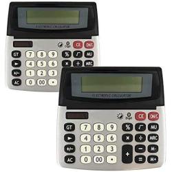 Emraw 12-Digit Dual Power Desktop Calculator with Adjustable Display Desk Calculators with Large LCD Display and Computer Keys Standard Function Scientific Handheld Office Calculator (Pack of 2)