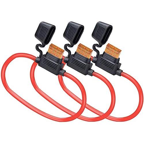 MCIGICM 10ga Inline Fuse Holder Waterprrof Pigtail Fuse Relay with 40A Blade Fuse, 3 Pack