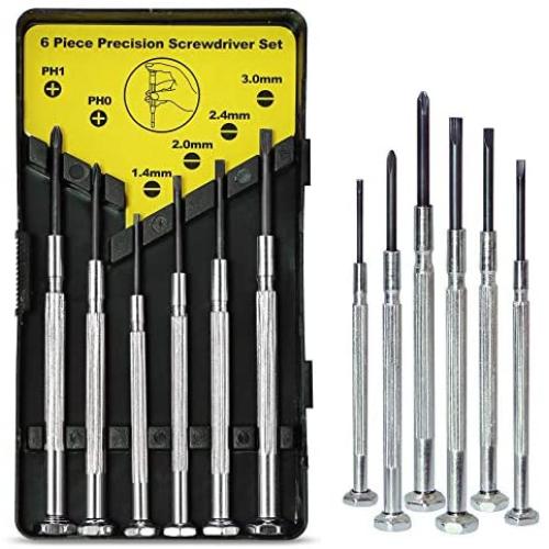 6PCS Mini Screwdriver Set with Case, Precision Screwdriver Kit with 6 Different Size Flathead and Phillips Screwdrivers, Perfect mini Screwdriver Bits for Jewelry, Watch, Eyeglass Repair.