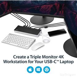StarTech.com USB-C Dock - 4K Triple Monitor Laptop Docking Station with Dual DisplayPort & HDMI - 100W Power Delivery - USB-C, 4x USB-A Hub - USB 3.1 Gen 1 Type-C Dock - Windows & MacBook (DK30CH2DEP)