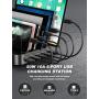 Vogek 50W Charging Station for Multiple Devices, 5 USB Fast Ports with 8 Short Mixed Cables Watch & Airpod Stand Included for Cell Phones, Smart Phones, Tablets, iWatch, Airpods -Black