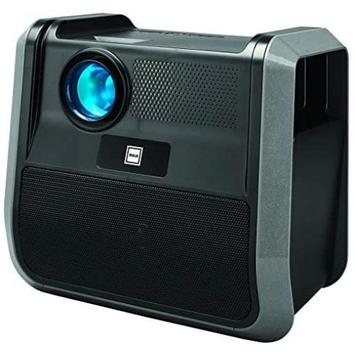 RCA - RPJ060 Portable Projector Home Theater Entertainment System - Outdoor, Built-in Handles and Speakers, Black, Graphite (RPJ060-BLACK/GRAPHITE)