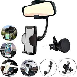 MAOBLOG Car Phone Mount Rearview Mirror Air Vent Holder 2 Pieces Clip and Magnetic Free Combination Multifunctional Mount for iPhone 12/11/X Max/XR/X/8,Samsung Galaxy S10/S9/S8/S7 and All Phone (Gray)