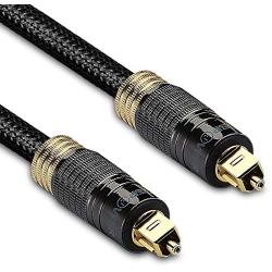 FosPower (3 Feet) 24K Gold Plated Toslink Digital Optical Audio Cable (S/PDIF) - [Zero RFI & EMI Interference] Metal Connectors & Ultra Durable Nylon Braided Jacket