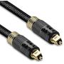 FosPower (3 Feet) 24K Gold Plated Toslink Digital Optical Audio Cable (S/PDIF) - [Zero RFI & EMI Interference] Metal Connectors & Ultra Durable Nylon Braided Jacket