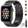 Fitlink Stainless Steel Metal Band for Apple Watch 38/40/42/44mm Replacement Link Bracelet Band Compatible with Apple Watch Series 6 Apple Watch Series 5 Apple Watch Series 1/2/3/4 (Black, 38/40mm)
