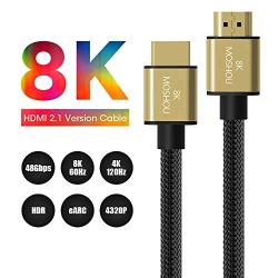 SIKAI MOSHOU Ultra High Speed HDMI 2.1 Cable 8K 60Hz, 4K 120Hz, 3D Ultra HDR 48Gbps HiFi eARC Dolby Atmos HDCP2.2 HDMI Cable Compatible with Samsung QLED 8K Q900 TV, TCL Roku TV, VIZIO TV (9 Feet)