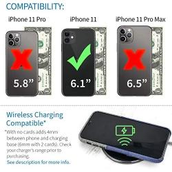 Dockem iPhone 11 Wallet Case: Built-in Metal Plate for Magnetic Mounting & 2 Card Holders (6.1'' Luxe M2 Synthetic Leather, Blue & Grey)