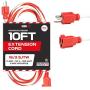 10 Ft Outdoor Candy Cane Extension Cord - 16/3 SJTW Durable Electrical Red & White Cable - Great for Powering Outdoor Christmas Decorations
