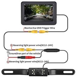AESETEK Car Backup Camera License Plate Universal Rear View Reversing Camera 170° Wide Angle 9 LED Light Clear Night Vision fit All Cars with RCA Connector
