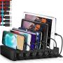 Poweroni USB Charging Station Dock - 6-Port - Fast Charge Docking Station for Multiple Devices - Multi Device Charger Organizer - Compatible with Apple iPad iPhone and Android Cell Phone and Tablet