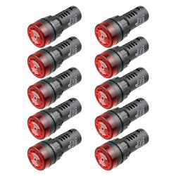 BNYZWOT 24V Flash Buzzer Alarm Beep LED Indicator Signal Lamp Warning Lights Red 10Pcs