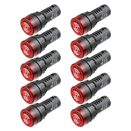 BNYZWOT 24V Flash Buzzer Alarm Beep LED Indicator Signal Lamp Warning Lights Red 10Pcs