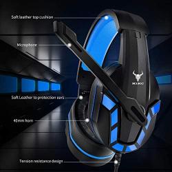 Kikc Gaming Headset with Mic for PS4, PS5, Xbox, PC, Switch, Controllable Volume Gaming Headphones with Soft Earmuffs for Mobile Phone, iPad, and Notebook, 40mm Drivers, 3.5 mm Audio Jack-Blue…
