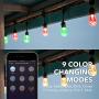 HBN Smart Outdoor Patio Light RGB Color & White LED Lights Smart String Light-24ft, 12 Round Bulbs, 2.4 GHz Only, Works with Alexa/Google Assistant, App Controlled, No Hub Needed, IP65 Waterproof