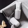 Travel Toothbrush Case and Carrier, 2 PCS Portable Business Trips Wash Cup Holder Organizer for Trips and Daily Use (Grey+White)