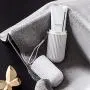 Travel Toothbrush Case and Carrier, 2 PCS Portable Business Trips Wash Cup Holder Organizer for Trips and Daily Use (Grey+White)