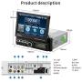 Single Din Car Stereo Navigation Car Radio 7'' Motorized Touch Screen Bluetooth Head Unit Support GPS/FM Radio/AUX-in/USB/SD/Android iOS Mirror Link + 12 IR Car Backup Camera + Wireless Remote