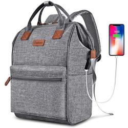 BRINCH Laptop Backpack 15.6 Inch Wide Open Computer Backpack Laptop Bag College Rucksack Water Resistant Business Travel Backpack Multipurpose Casual Daypack with USB Charging Port for Women Men,Gray