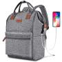 BRINCH Laptop Backpack 15.6 Inch Wide Open Computer Backpack Laptop Bag College Rucksack Water Resistant Business Travel Backpack Multipurpose Casual Daypack with USB Charging Port for Women Men,Gray