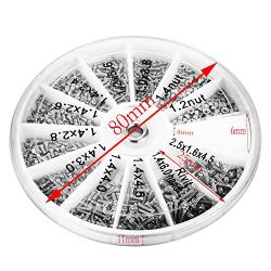 600pcs Mini Electronics Screws Nuts Assortment Tool Kit M1 M1.2 M1.4 M2.5 12 Kinds of Repair Hardware Tools Box with Screwdriver for Watches Glasses etc Home Electronics