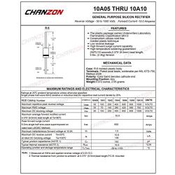 (Pack of 20 Pieces) Chanzon 10A10 Rectifier Diode 10A 1000V R-6 Axial 10 Amp 1000 Volt Electronic Silicon Diodes