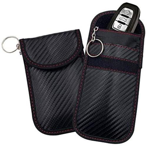 2 Pack Faraday Bag | Car Key Signal Blocking Pouch | Keyless Signal Blocking Key Case | RFID Blocker Bag for Smart Car Key Security| Anti-Hacking Case Blocker (Carbon Fiber Texture)
