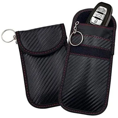 2 Pack Faraday Bag | Car Key Signal Blocking Pouch | Keyless Signal Blocking Key Case | RFID Blocker Bag for Smart Car Key Security| Anti-Hacking Case Blocker (Carbon Fiber Texture)